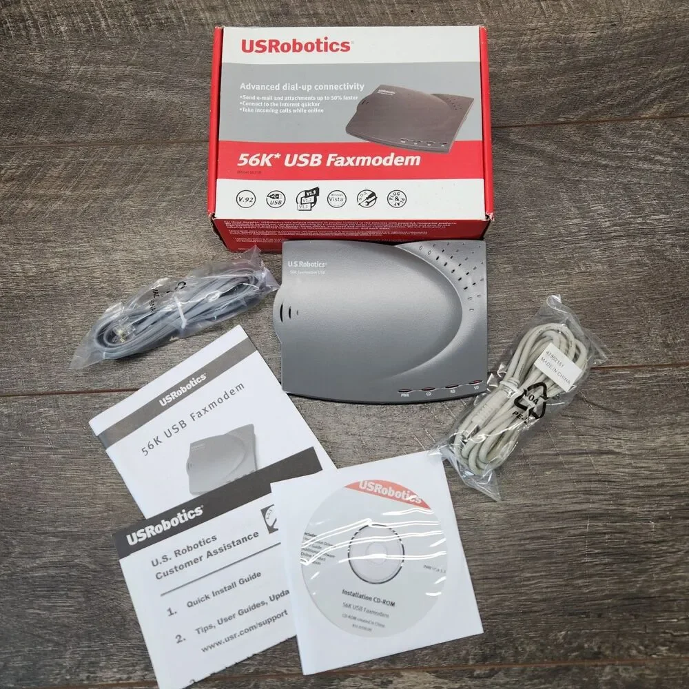 USRobotics 56K Model 5633B External USB Faxmodem Dial-Up Windows Vista XP 2000 - Picture 2 of 5